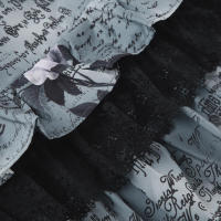 BUNO-minifalda de encaje en contraste, estilo gótico, detalle de lazo, cintura baja, estampado Floral, faldas cortas acampanadas, trajes de calle Y2K - details 10