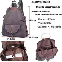Mochila de lona para mujer, versátil y bolso de hombro a la moda, mochila cruzada multifuncional de estilo Retro para mujer - details 0