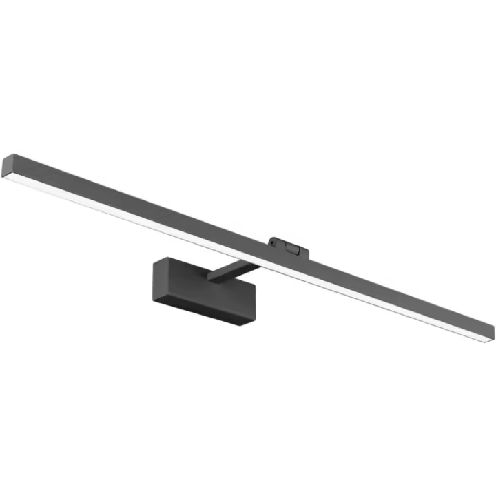 Lámpara LED de Espejo 24W 1170LM Lámpara de espejo Aplique Blanco Frio 5500K Luz natural para Espejo Muebles de Maquillaje Aparato Montado en la Pared, Negro, 80CM - 1
