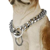 Collar para perro, eslabón cubano de 15 mm de ancho, plateado para perros, cadena antideslizante de entrenamiento para mascotas de metal de acero inoxidable suave y fuerte - details 1