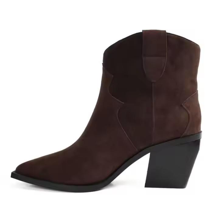 Micro del diseño de la moda del tamaño 2024 con la cremallera del talón bajo y los botines del ante de las mujeres - 1