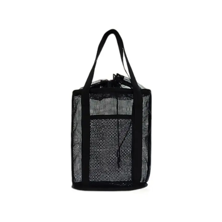 Bolso de playa de malla de gran capacidad, bolso de mano con cordón para lavado de viaje, ligero con asa, cestas de juguetes de playa para Fitness - 1