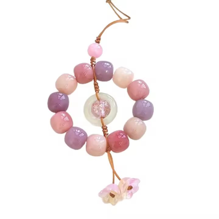 Correa para teléfono con cuentas dulces, correa para la muñeca hecha a mano con cuentas coloridas, cadena para teléfono, decoración, cordón para teléfono móvil para niñas y mujeres - 1