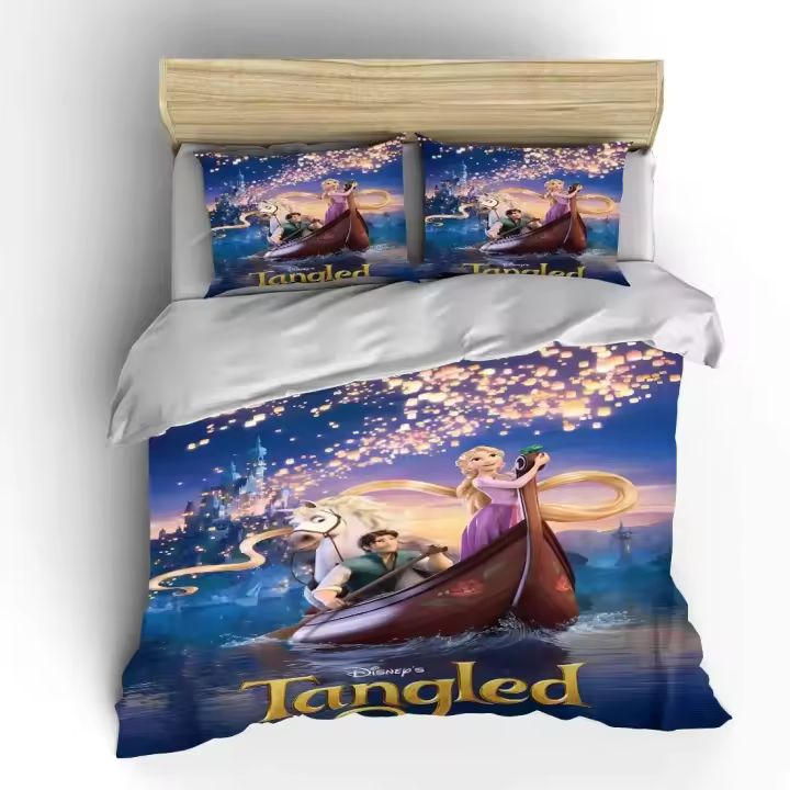 Juego de cama de Rapunzel enredado, juego de cama con impresión 3D, para niños, niñas y niños adultos - 1