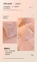 Juego de ropa de cama de lujo, edredón de terciopelo de visón Kawaii, con sábanas, individual y doble, color rosa cálido, para Otoño e Invierno - details 12