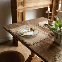 Manteles antideslizantes tejidos a mano con flecos de yute resistentes al calor para una sola persona, cojines para tazas de té, mesa de comedor interior - details 14