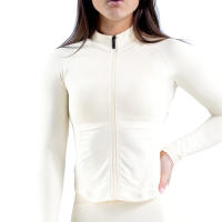 1 top de yoga para mujer con cremallera dinámica sin costuras, color sólido, ajustado, traje de fitness suave para mujer, top de yoga, gimnasio, correr, traje de ciclismo - details 7