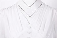 V neck women summer solid lantern short sleeve chiffon elegant vintage long party dress - details 12
