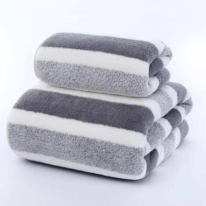 Juego de 2 Toallas de baño 35x75cm+70x140cm,   Toalla microfibra  de Terciopelo Coral Altamente absorbentes, para Ducha, Deportes,  Yoga - 1