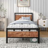 Marco de cama individual de metal con cabecera, mueble de dormitorio - details 0
