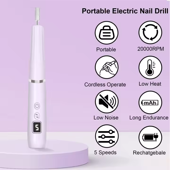 Taladro Eléctrico Portátil para Uñas Herramienta de Manicura Personal de 12 en 1 para Uñas de Acrílico y Gel Equipo de Belleza sin Cable - 1