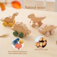 Juguete educativo Montessori para bebé, juguete de madera de haya, bloque de dinosaurio de dibujos animados, coche, juego de - details 0