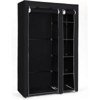 Armario de Tela, Organizador Textil Plegable, Zapatero, 175 x 110 x 45 cm, Color Negro LSF007 - details 0