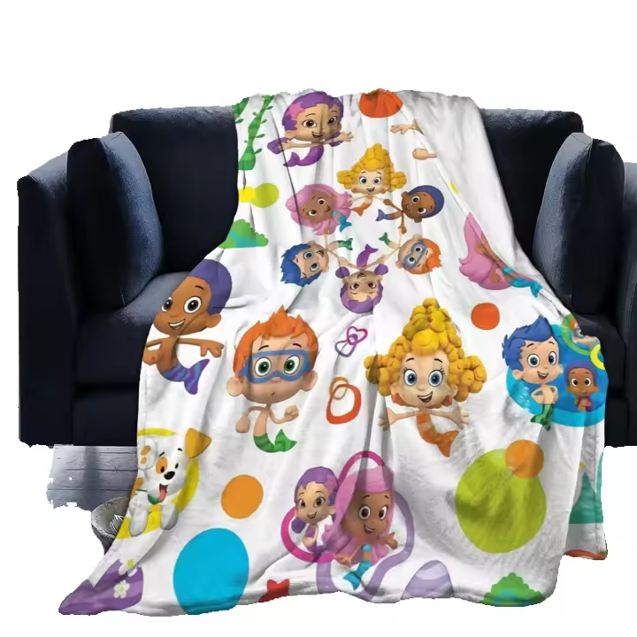 Bubble Guppy-Manta de microforro polar ultrasuave para decoración del hogar, manta ligera para sofá cama, Q74 - 1