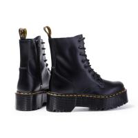 Suelas gruesas con forro polar Botas Dr. Martens, cremalleras laterales, botas cortas de mujer británica, suelas de pastel, botas de trabajo y zapatos de algodón - details 1