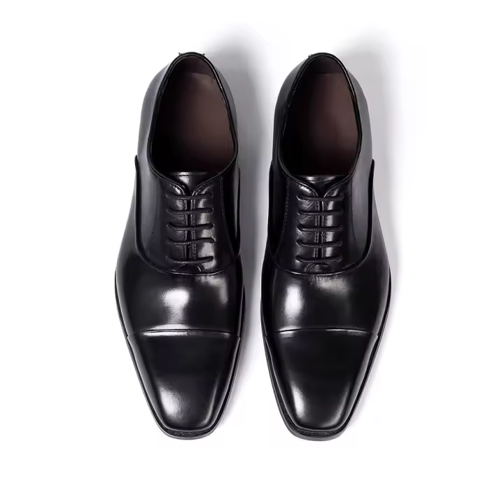 Nuevos zapatos de cuero para hombre de primera capa de cuero vacuno, zapatos de vestir para negocios. - 1