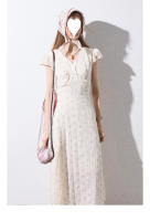 Vestido floral del sur de Francia, estilo de vacaciones de verano en el campo para mujer, mono de manga corta, falda larga con tirantes - details 4