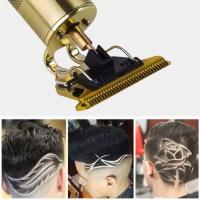 Recortador de pelo eléctrico metálico para hombre, afeitadora de barba sin cable, recargable, cuchilla en T - details 2