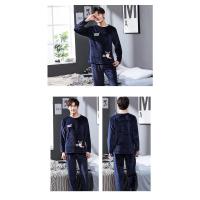 Pijama De Invierno Para Hombre Con Fleece Coral 2 Piezas Cuello Redondo Manga Larga Conjunto De Descanso Estampado Moda Traje De Casa - details 5