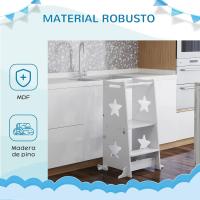 Taburete de Aprendizaje 2 en 1 Versátil para Niños Mayores de 3 Años Convertible en Mesa y Silla con Barra de Seguridad 60x44,5x86 cm Blanco - details 2