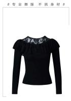 TRE de baile latino con cuello redondo, vestido de noche, disfraz de tango de jazz de color sólido, tops de la serie jersey de la sitio web de venta al por menor de ropa de mujer - details 3