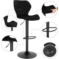 Silla de Comedor Giratoria de 360° Alto de Terciopelo con Resalto y Reposapiés Ajustable en Altura 60-82 cm Negro BH324sz-1 - details 3