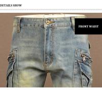 Jeans Retro Azules Lavados Estilo Hip Hop con Diseño de Bolsillos Adelgazados Moda para Hombres - details 8