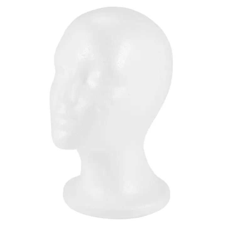 Cabeza de Maniquí de espuma femenina, soporte de exhibición de sombrero y peluca, estante blanco - 1