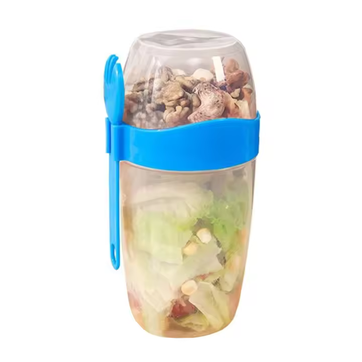 Organización Almacenamiento de cocina Botellas de doble capa de gran capacidad Tarros de taza de comida ligera Taza de ensalada de verduras - 1