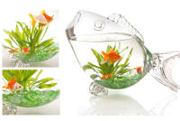 Cuenco de cristal para peces, cristal transparente en forma de pez para acuario, pecera, decoración para el hogar, sala de estar y oficina, adornos artesanales - details 2