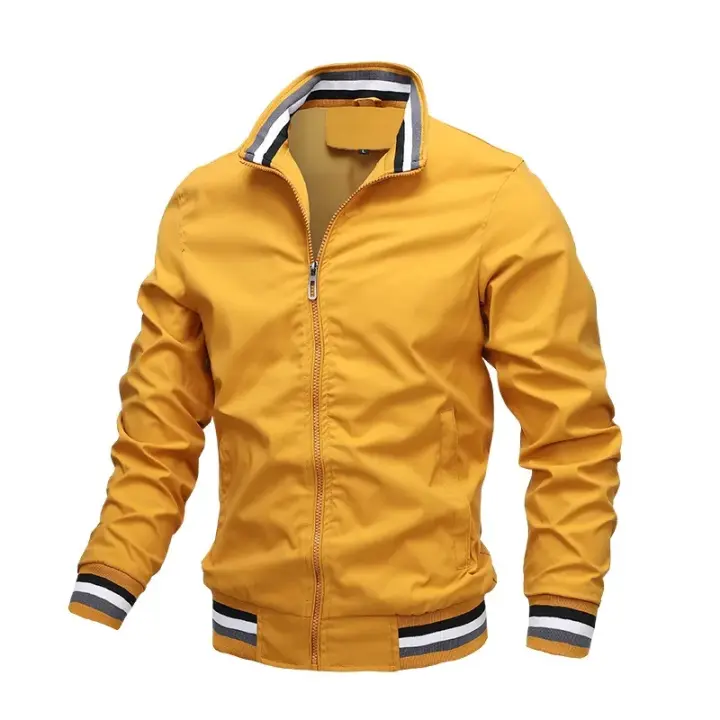 chaqueta sual con cuello levantado para hombre, abrigo deportivo, parabrisas, bomber impermeable, - 1