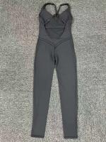 Conjunto de gimnasio para mujer mejorado con acolchado, traje de yoga, ropa deportiva, azul marino beige, 2024 - details 4