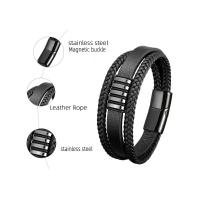 Pulsera de Cuero de Diseñador de Lujo en Acero Inoxidable Nuevo Para Hombre Italiano Encanto Punk Regalos de Vacaciones Compatible con la Piel - details 7