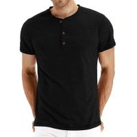 Camiseta de algodón de calidad de marca, cuello Henry, diseño de moda, ajuste slim, camisetas sólidas para hombre, camisetas de manga corta para hombre - details 2