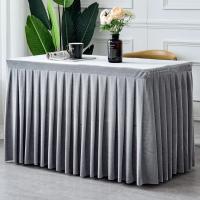 Mantel de Terciopelo Rectangular 1Pc para Eventos de Boda y Fiesta Cubierta de Mesa de Conferencia y Exhibición Blanco/Negro - details 7