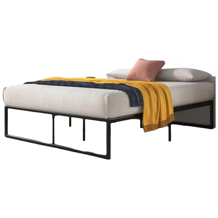 Cama 120 x 190 cm – Estructura de Cama de 35,5 cm de Altura con Almacenamiento Debajo de la Cama – Estructura de Cama con Plataforma de Metal – Negro - 1