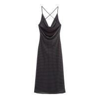 PB & ZA2025polka dot moda vestido sin mangas con tirantes estilo de vacaciones vestido largo casual sin espalda novedad de verano ropa de mujer - details 2