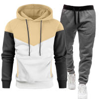 Sudadera deportiva de dos colores para hombre, traje ajustado con costuras de color contrastante, moda de ocio, 2024 - details 6