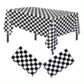 Mantel rectangular de ajedrez abstracto, tapete de picnic, juego desechable, blanco y negro, 137x274cm - 1
