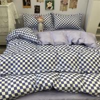 Seta de Cama Nórdica Azul a Cuadros 220x240 Funda de Edredón 3/4 Piezas Juego de Ropa de Cama con Diseño a Cuadros Tamaño 200x230 - details 1