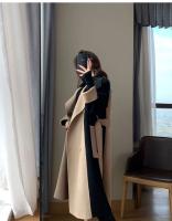 Abrigo largo de lana para mujer, abrigo de talla grande, color contrastante, estilo fragante pequeño, otoño e invierno, novedad de 2024 - details 9