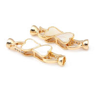 2 juegos de conectores de latón y circonita y concha de Color dorado de 18K para collares, cierres de pulsera, suministros para fabricación de joyas, accesorios Diy - details 14