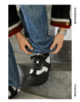 Moda cuatro estaciones negro y blanco colores contrastantes zapatos panda plataforma zapatos de junta de los hombres. - details 2