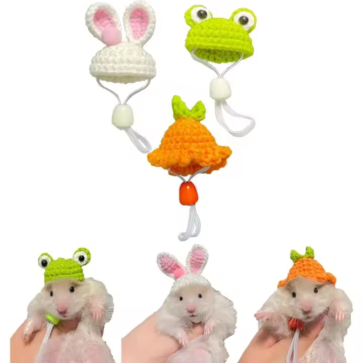 Gorros pequeños de 3 piezas para animales pequeños, como hámsteres, ratas, serpientes, lagartos, conejillos de indias, accesorios para disfraces - 1