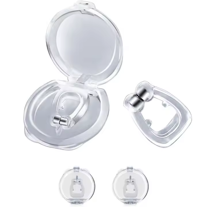 Dispositivos antirronquidos, tapón para ronquidos con imán ajustable, clip nasal de silicona para ayudar a reducir los ronquidos, ayuda para ronquidos para un sueño cómodo y más silencioso, ronquidos, 2 piezas - 1