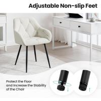 Cocina con reposabrazos, respaldo cómodo, con patas metálicas, para salón, dormitorio y oficina, terciopelo, crema, EZS02cm-1 - details 6