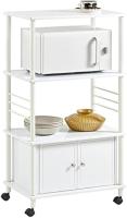 Mueble Microondas Cocina Estante de Cocina Carrito Auxiliar con Ruedas Blanco 40 x 60 x 114 cm FRG12-W ES - details 0
