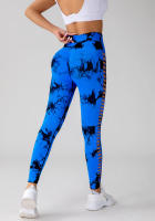 Leggings deportivos de tie dye con abertura escalonada lado inconsútil - details 20