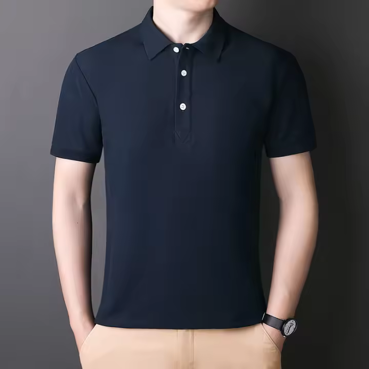 Tiktok POLO camisa de los hombres 2025 novedad de verano cuello sólido Casual algodón transpirable negocios camiseta de manga corta - 1