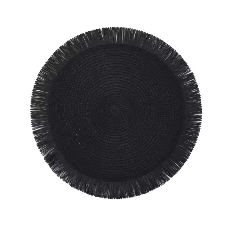 Mantel de Papel Tejido Minimalista con Flecos Posavasos Decorativos para Mesa de Cena Redondo con Aislamiento Térmico - 1